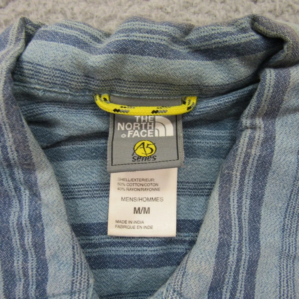 The North Face A5 Series Mens Blue Striped‎ Short Sleeve Button Up Shirt Medium